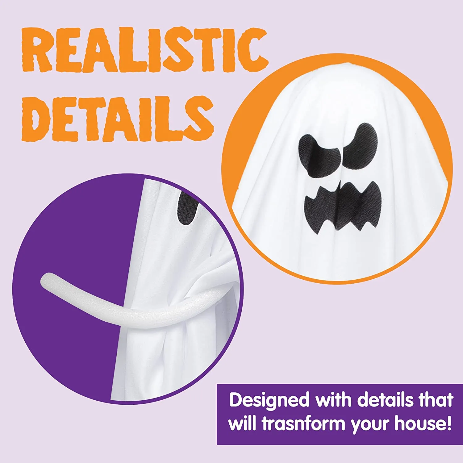 Joyin 6 PcsWhite Ghost (Mixed 3) 19in - Halloween Decorations 4 Joyin 6 PcsWhite Ghost (Mixed 3) 19in - Halloween Decorations - Image 4