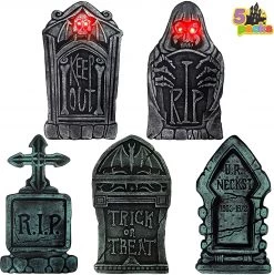 Joyin 5Pcs Graveyard Tombstone 16in - Halloween Decorations -Spooky Home Decor 6 3d6be283 37ad 496f a21e 42cc04b5c751