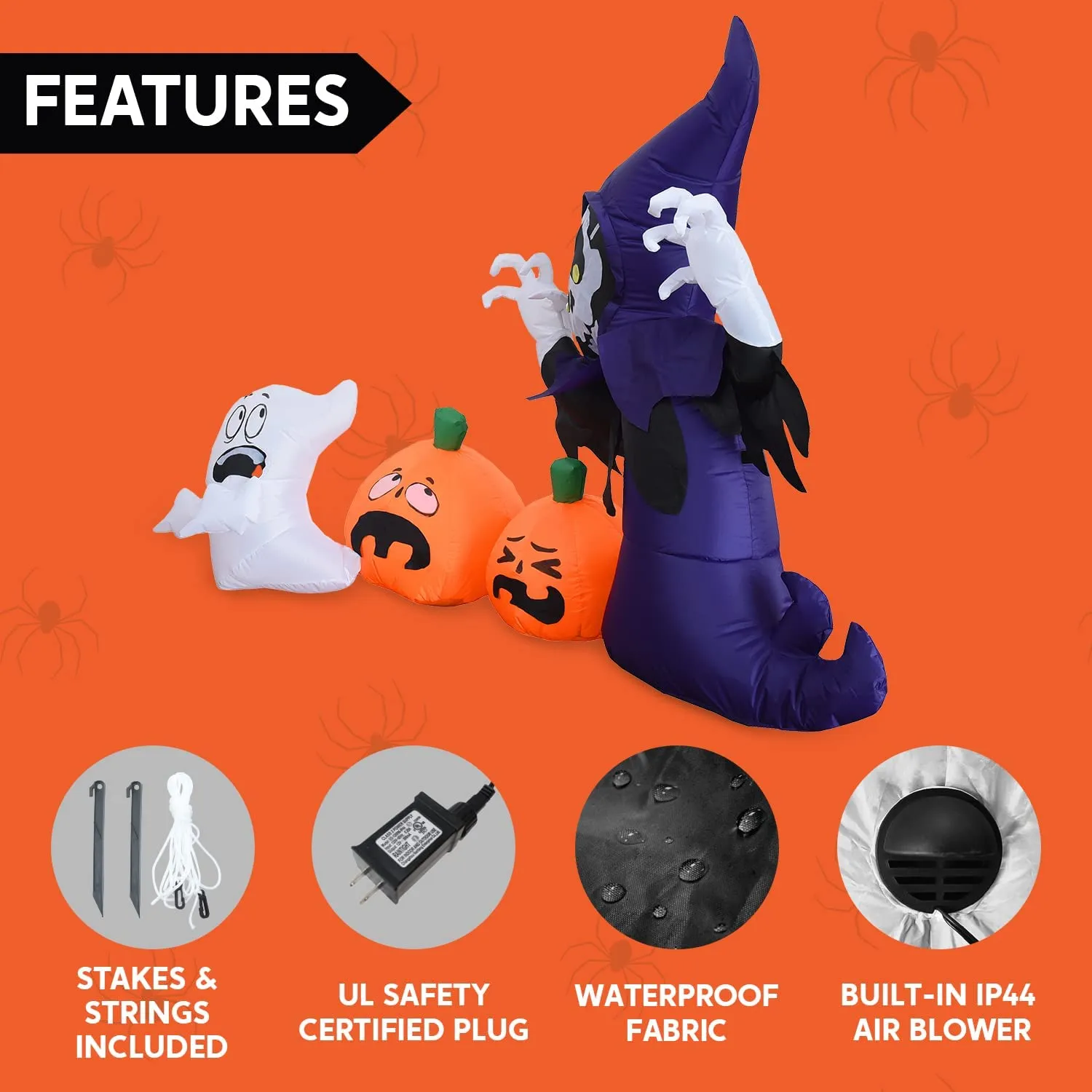 Joiedomi 6ft Halloween Inflatable Ghost Grim Reaper - Halloween Decorations 6 Joiedomi 6ft Halloween Inflatable Ghost Grim Reaper - Halloween Decorations - Image 6