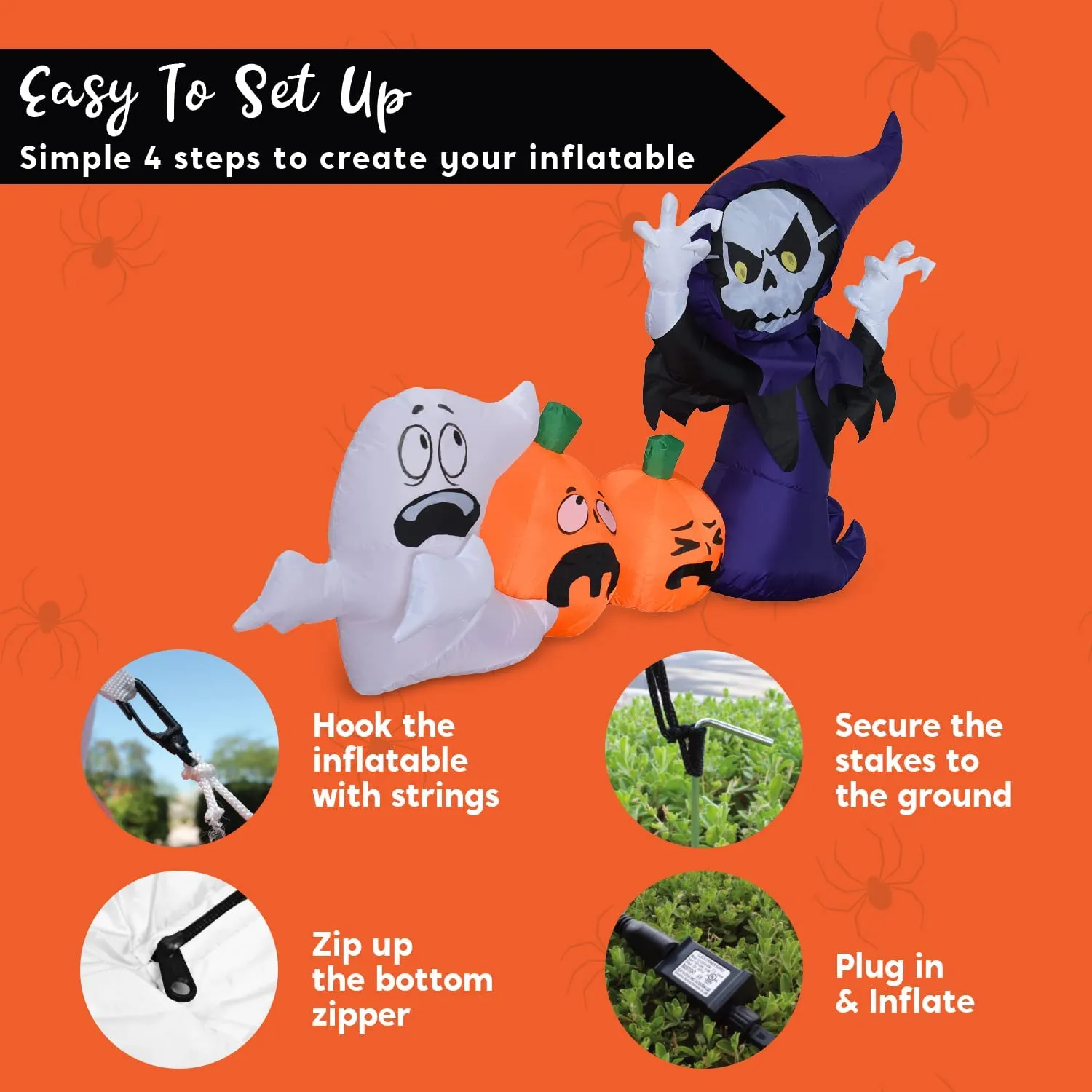 Joiedomi 6ft Halloween Inflatable Ghost Grim Reaper - Halloween Decorations 7 Joiedomi 6ft Halloween Inflatable Ghost Grim Reaper - Halloween Decorations - Image 7