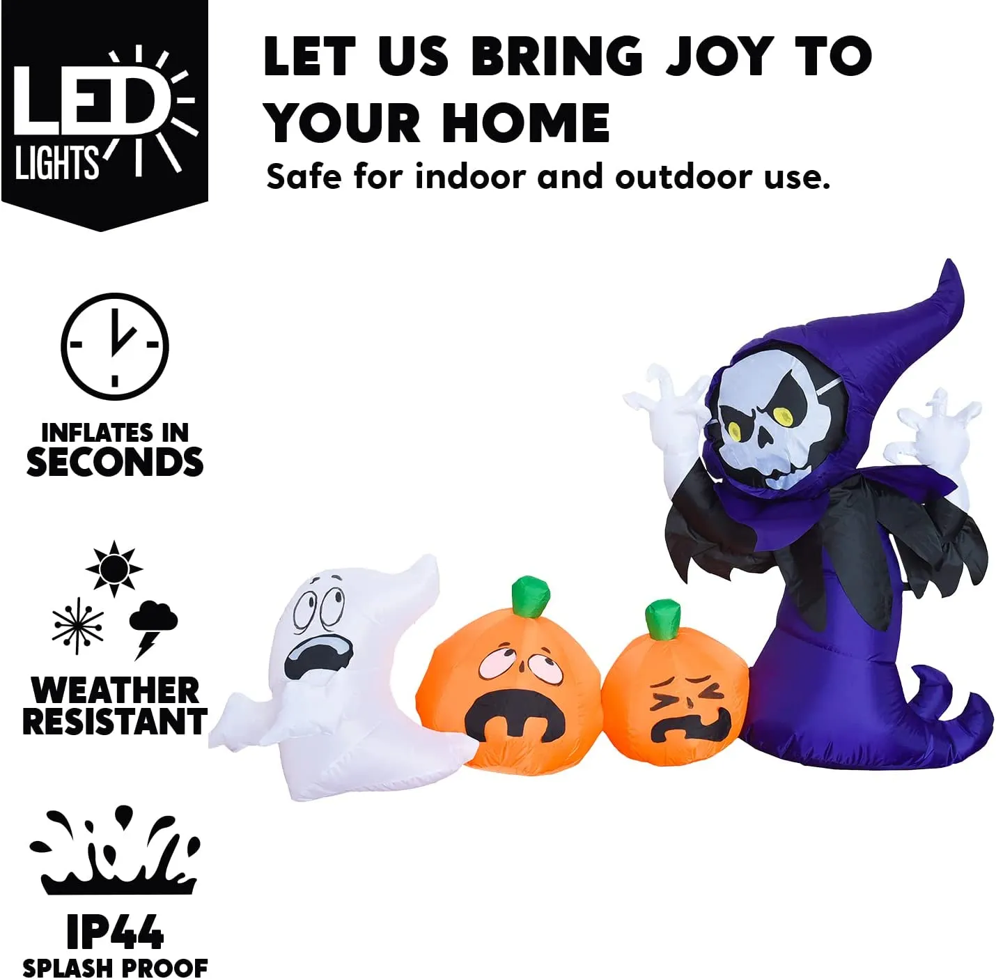 Joiedomi 6ft Halloween Inflatable Ghost Grim Reaper - Halloween Decorations 3 Joiedomi 6ft Halloween Inflatable Ghost Grim Reaper - Halloween Decorations - Image 3