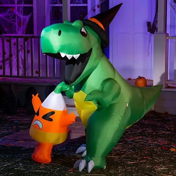 Joiedomi 6ft Halloween Inflatable Dinosaur Catching Candy Corn - Halloween Decorations