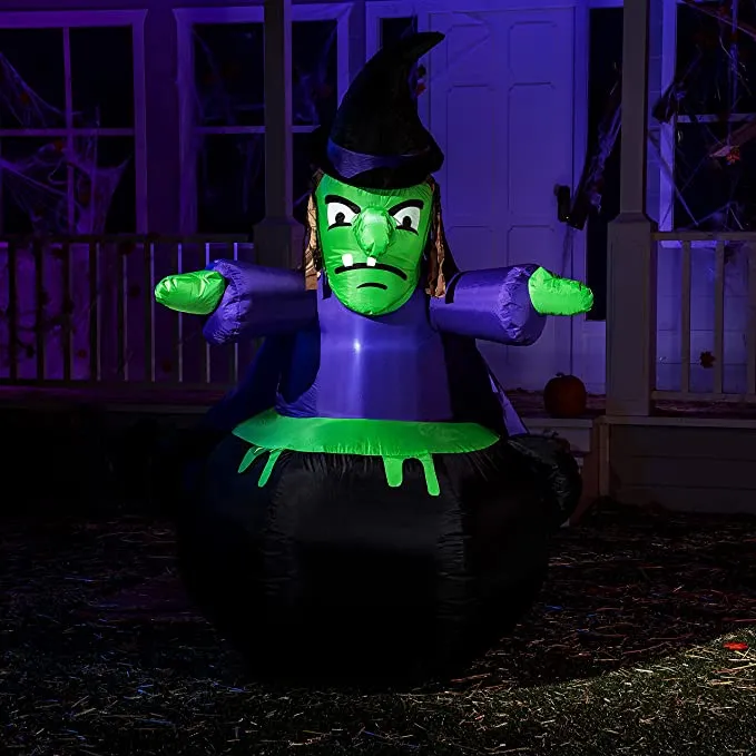 Joiedomi 6ft Halloween Inflatable Witch in Cauldron - Halloween Decorations