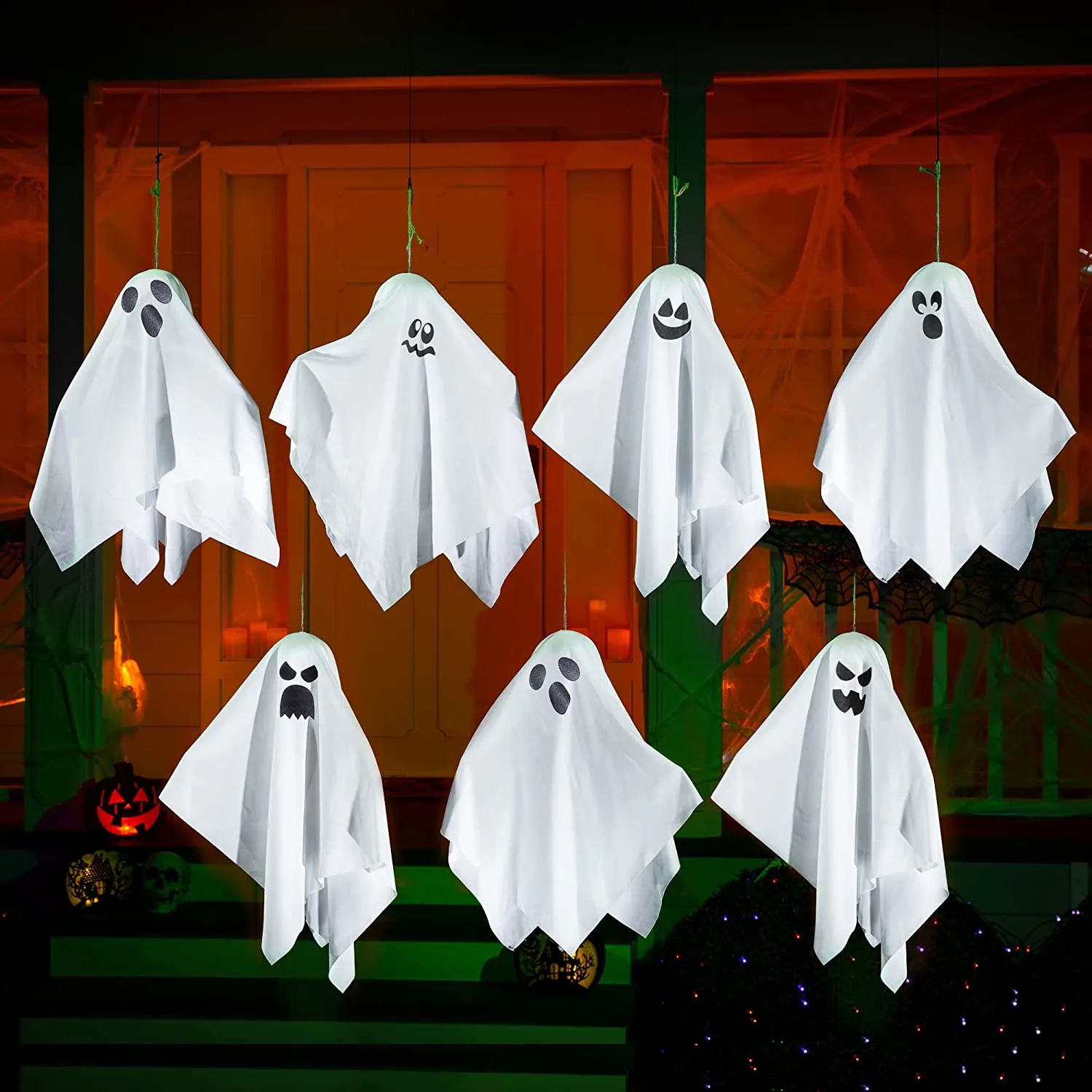Joyin 7 Pcs White Ghost 19in - Halloween Decorations