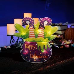 Joyin Lighted Witch Legs Cauldron Window Decoration 12 x 12in - Halloween Decorations -Spooky Home Decor 81AfW4s0SYL. AC SL1500