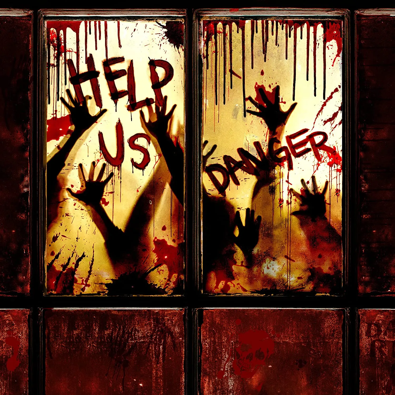 Joyin 8Pcs Zombie Hand Window Covers 4 Pcs with Window Stickers - Halloween Decorations