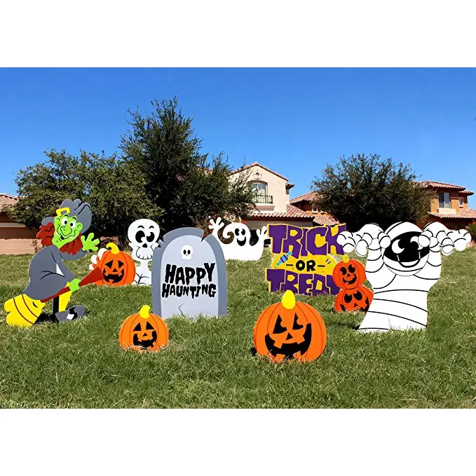 Joyin 9pcs Corrugate Yard Stake Signs Halloween Decorations -