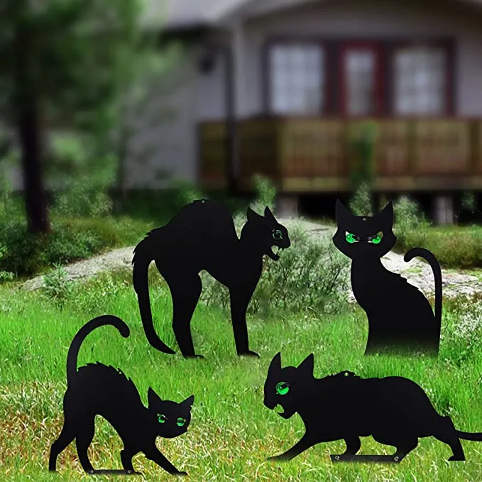 Joyin 6Pcs Black Cat Silhouette Yard Sign - Halloween Decorations