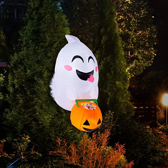 Joiedomi 3.5ft Cute Ghost Holding Candy Basket Halloween Inflatable - Halloween Decorations 4 Joiedomi 3.5ft Cute Ghost Holding Candy Basket Halloween Inflatable - Halloween Decorations - Image 4