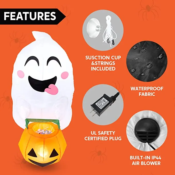 Joiedomi 3.5ft Cute Ghost Holding Candy Basket Halloween Inflatable - Halloween Decorations 6 Joiedomi 3.5ft Cute Ghost Holding Candy Basket Halloween Inflatable - Halloween Decorations - Image 6