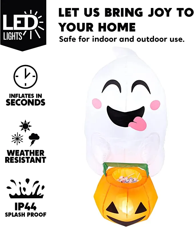 Joiedomi 3.5ft Cute Ghost Holding Candy Basket Halloween Inflatable - Halloween Decorations 3 Joiedomi 3.5ft Cute Ghost Holding Candy Basket Halloween Inflatable - Halloween Decorations - Image 3
