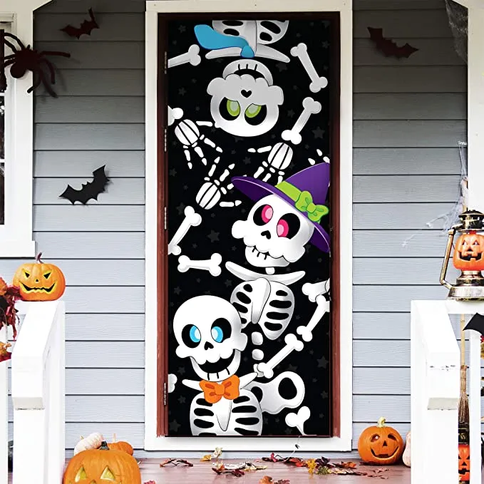 Joyin 3D Halloween Cute Skeleton Door Cover 30in x 72in - Halloween Decorations