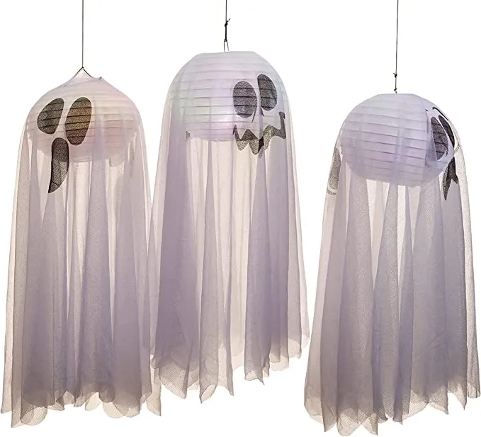 Joyin 3Pcs Ghost Lantern Hanging Lights 18in - Halloween Decorations 4 Joyin 3Pcs Ghost Lantern Hanging Lights 18in - Halloween Decorations - Image 4