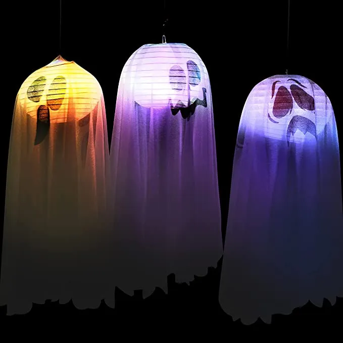 Joyin 3Pcs Ghost Lantern Hanging Lights 18in - Halloween Decorations