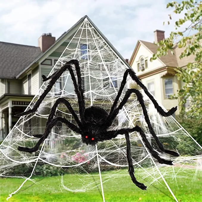 Joyin Triangular Halloween Spider Web with Giant Spider Set - Halloween Decorations
