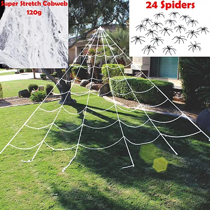 Joyin Triangular Mega White Spider Web Decoration 23 x 18ft - Halloween Decorations 3 Joyin Triangular Mega White Spider Web Decoration 23 x 18ft - Halloween Decorations - Image 3