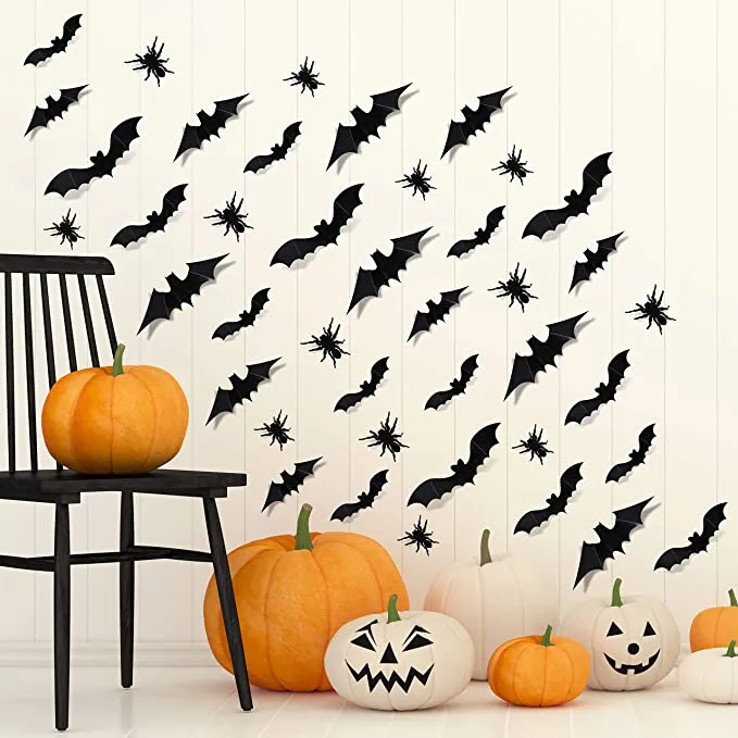 Joyin Halloween 3d Wall Bat And Wall Spider Stickers - Halloween Decorations