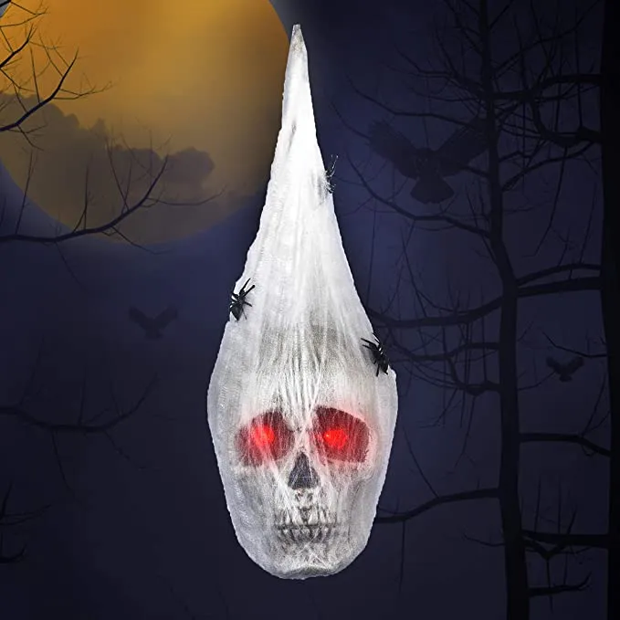 Joyin Halloween Animated Hanging Skulls Covered With Spider Webs - Halloween Decorations