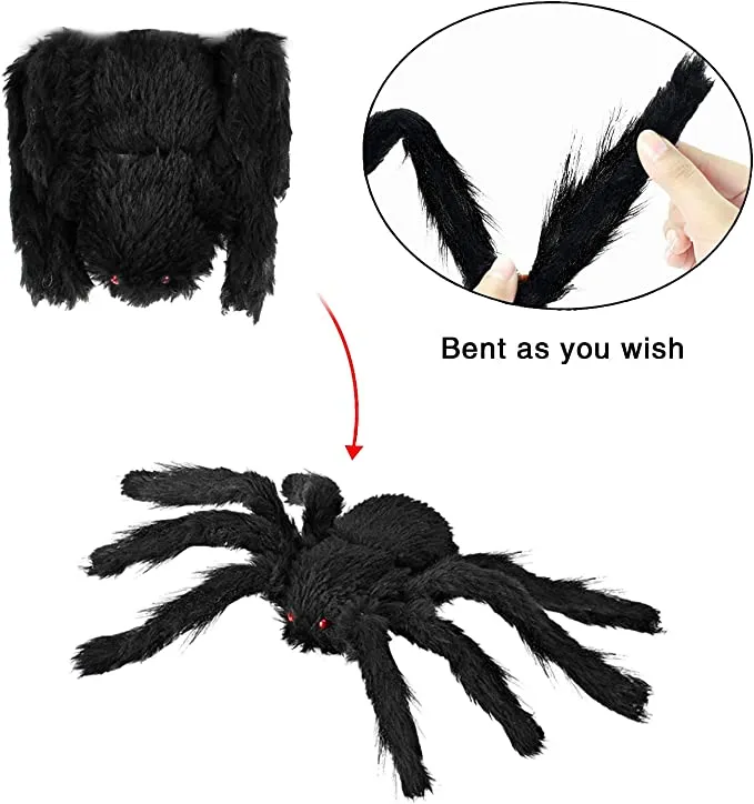Joyin 6PcsHalloween Black Hairy Spiders(47in, 47in, 30in, 30in, 12in, 12in) - Halloween Decorations 4 Joyin 6PcsHalloween Black Hairy Spiders(47in, 47in, 30in, 30in, 12in, 12in) - Halloween Decorations - Image 4