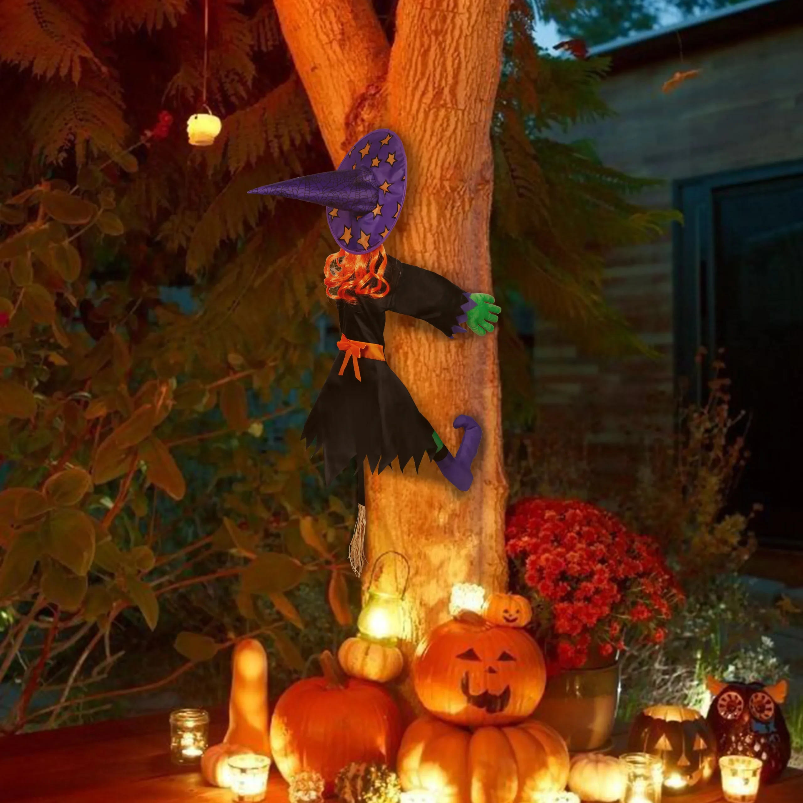 Joyin 2Pcs Halloween Crashing Witch (Red Purple) - Halloween Decorations