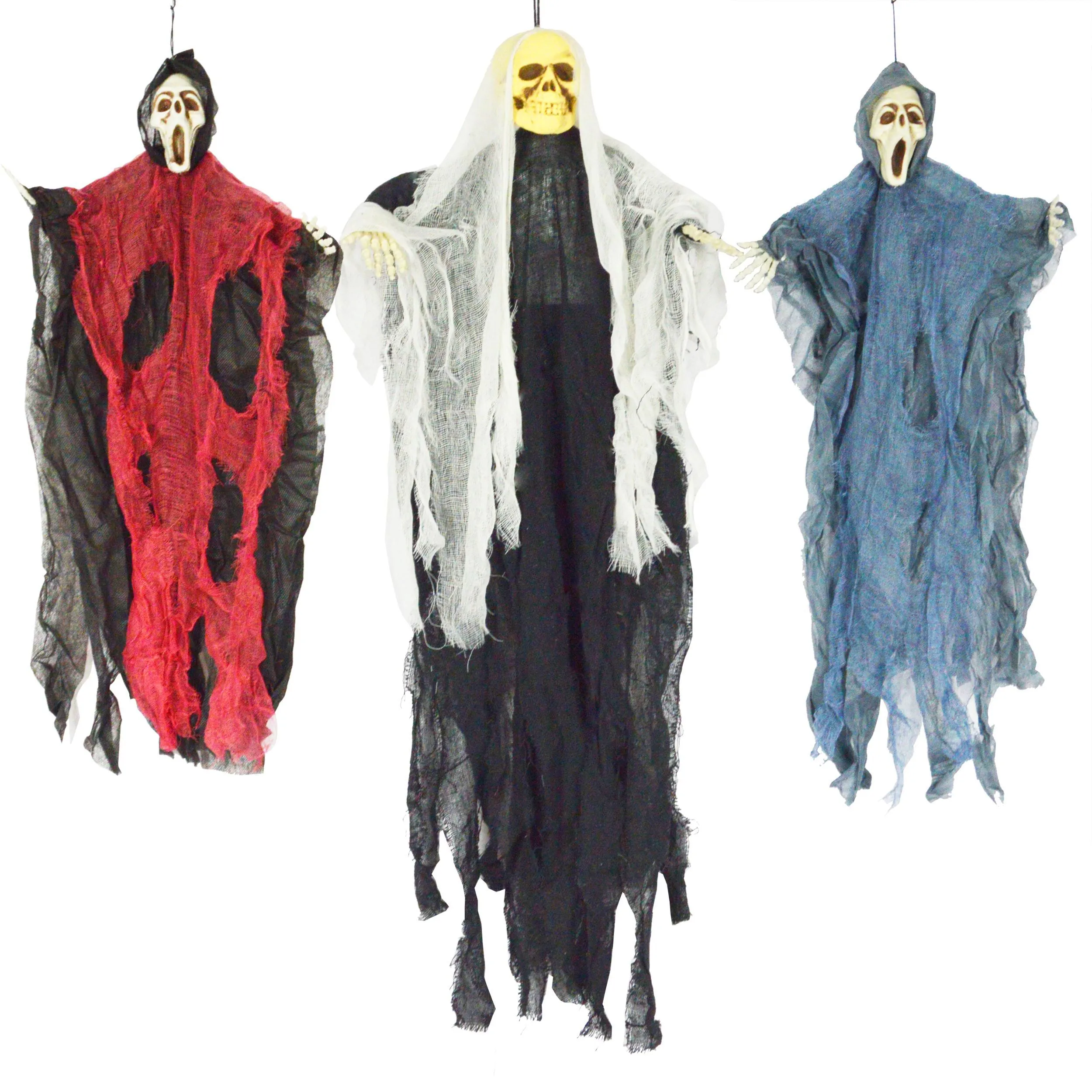 Joyin 3 Pack Hanging Skeleton Ghost and Grim Reaper Decoration - Halloween Decorations