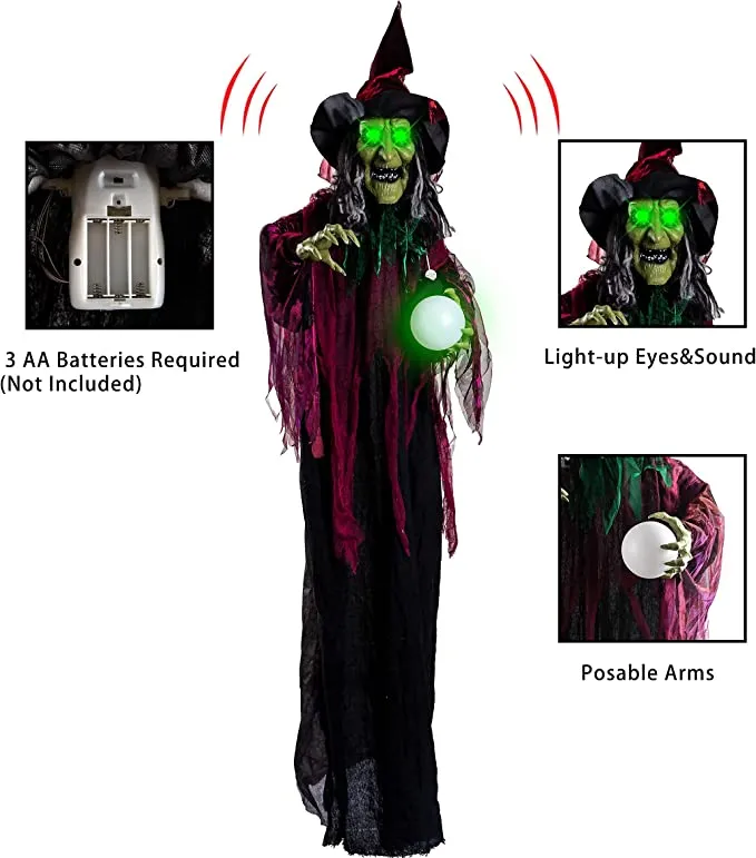 Joyin Hanging Witch with Magic Ball 70.8in - Halloween Decorations 4 Joyin Hanging Witch with Magic Ball 70.8in - Halloween Decorations - Image 4