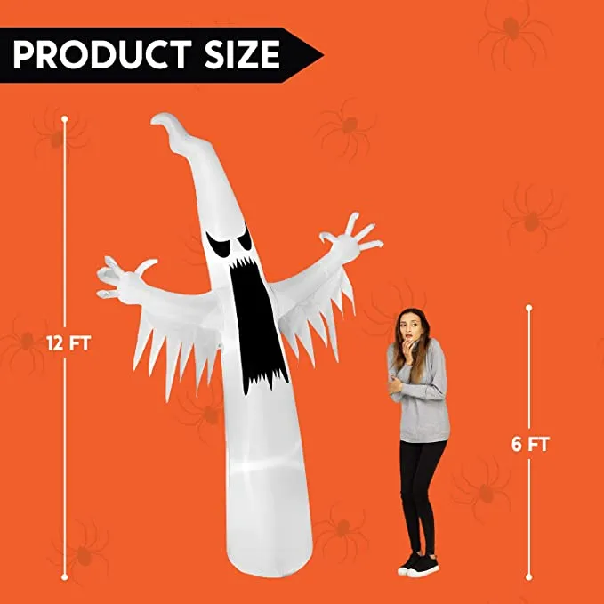 Joiedomi 12ft Inflatable Towering Ghost with LEDs Decoration - Halloween Decorations 5 Joiedomi 12ft Inflatable Towering Ghost with LEDs Decoration - Halloween Decorations - Image 5