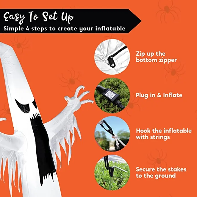 Joiedomi 12ft Inflatable Towering Ghost with LEDs Decoration - Halloween Decorations 7 Joiedomi 12ft Inflatable Towering Ghost with LEDs Decoration - Halloween Decorations - Image 7