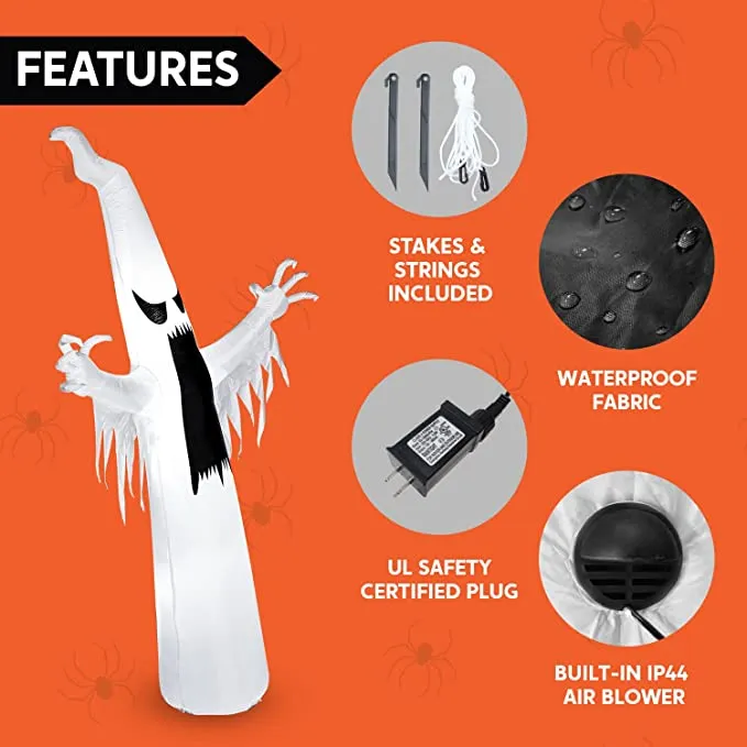 Joiedomi 12ft Inflatable Towering Ghost with LEDs Decoration - Halloween Decorations 6 Joiedomi 12ft Inflatable Towering Ghost with LEDs Decoration - Halloween Decorations - Image 6