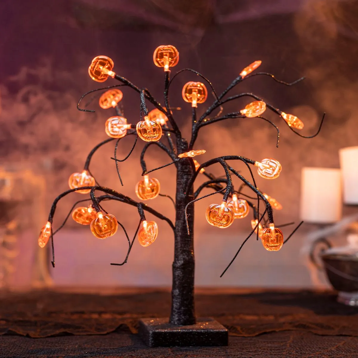 Joiedomi LED Spooky Tree Orange Pumpkin 1.5ft - Halloween Decorations