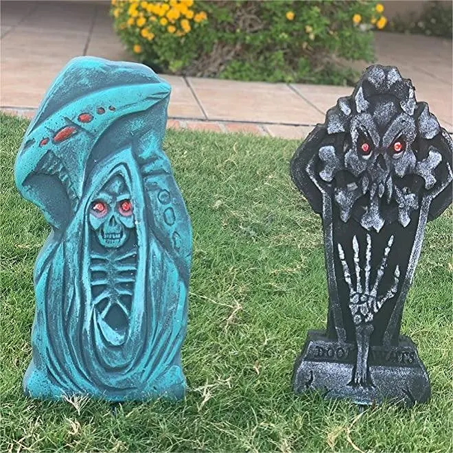 Joyin 2Pcs Led Graveyard Tombstone 17in - Halloween Decorations