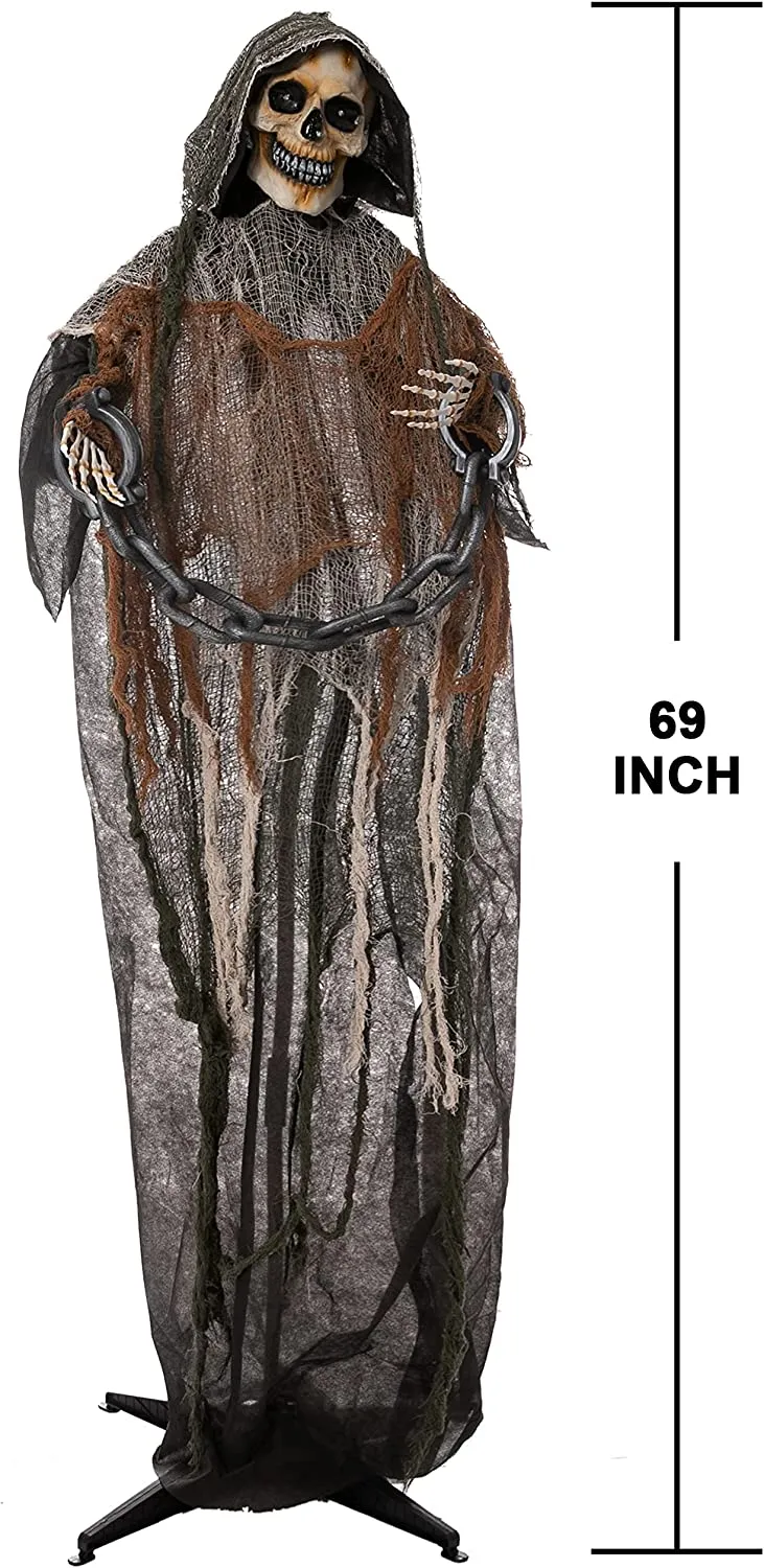 Joyin Animated Grim Reaper Decoration with Light up Eyes 69in - Halloween Decorations 5 Joyin Animated Grim Reaper Decoration with Light up Eyes 69in - Halloween Decorations - Image 5