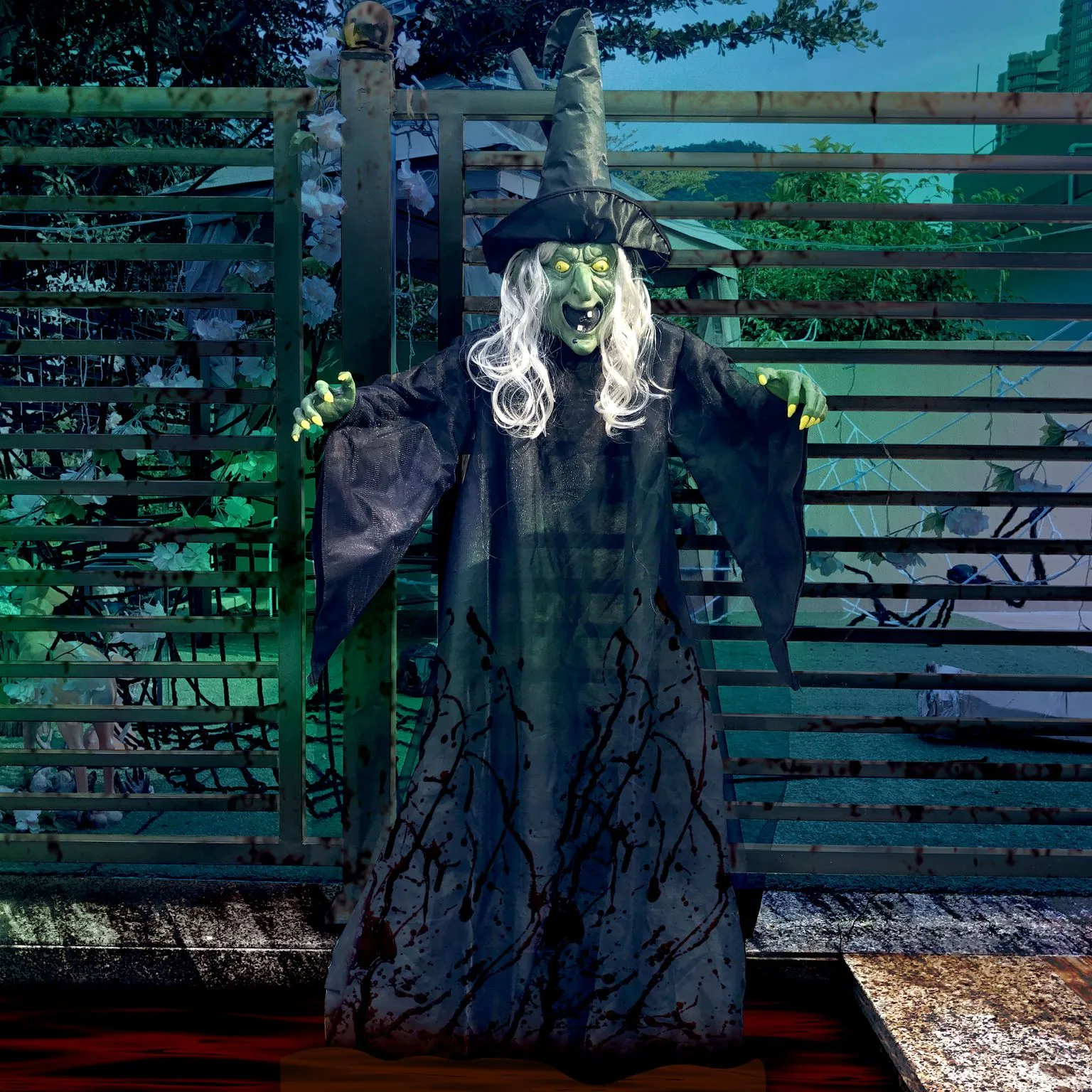 Joyin Life Size Hanging Creepy Animated Witch 74in - Halloween Decorations