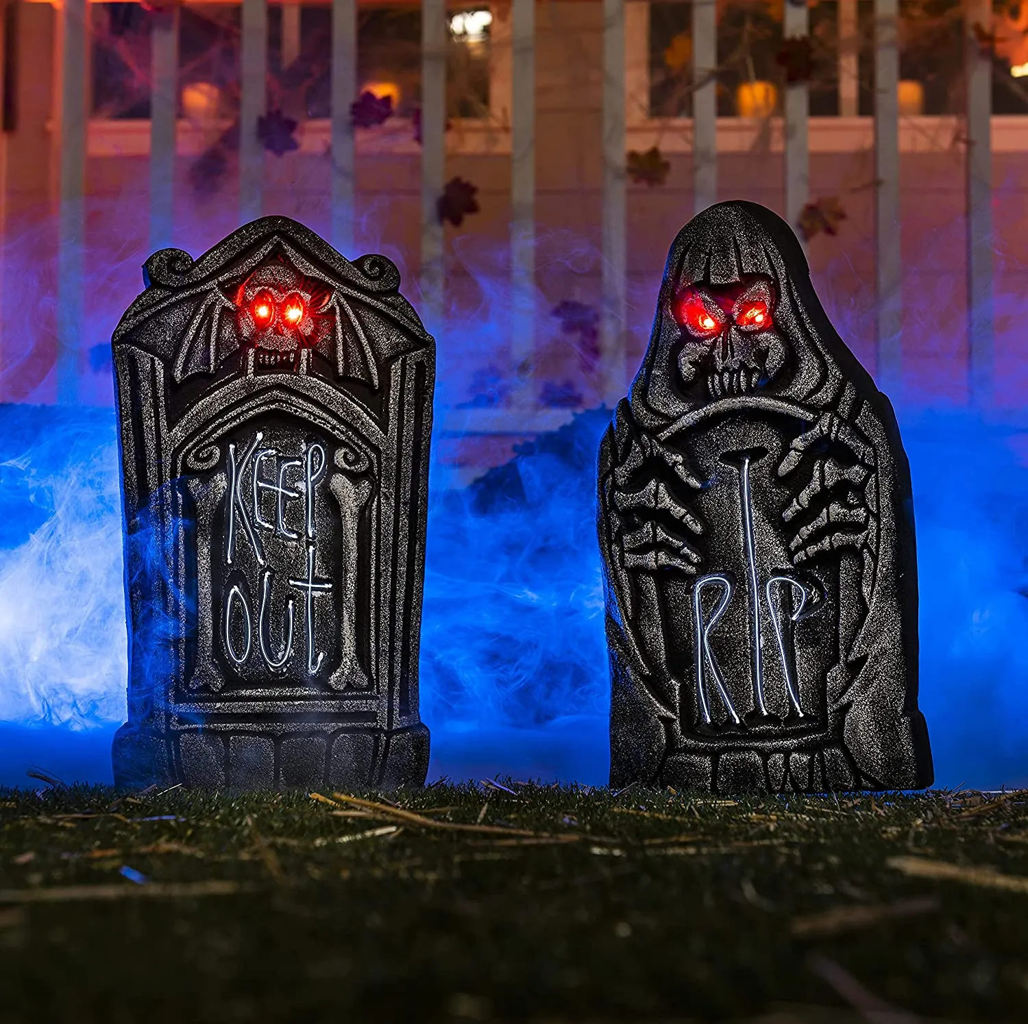 Joyin 2Pcs Light-up Graveyard Tombstone - Halloween Decorations