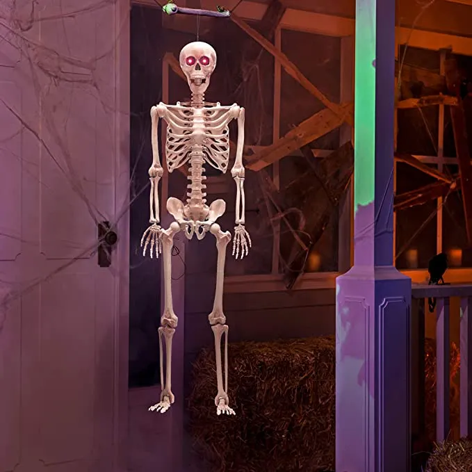 Joyin Posable Life Size Skeleton with Red Light Eyes 60in - Halloween Decorations