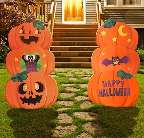 Joyin 2Pcs Pumpkin & Ghost Metal Stake - Halloween Decorations