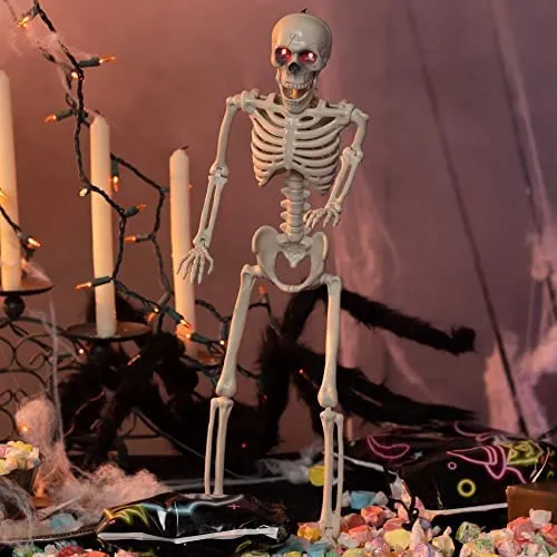 Joyin Red LED Light Eyes Posable Skeleton Decoration 24in - Halloween Decorations