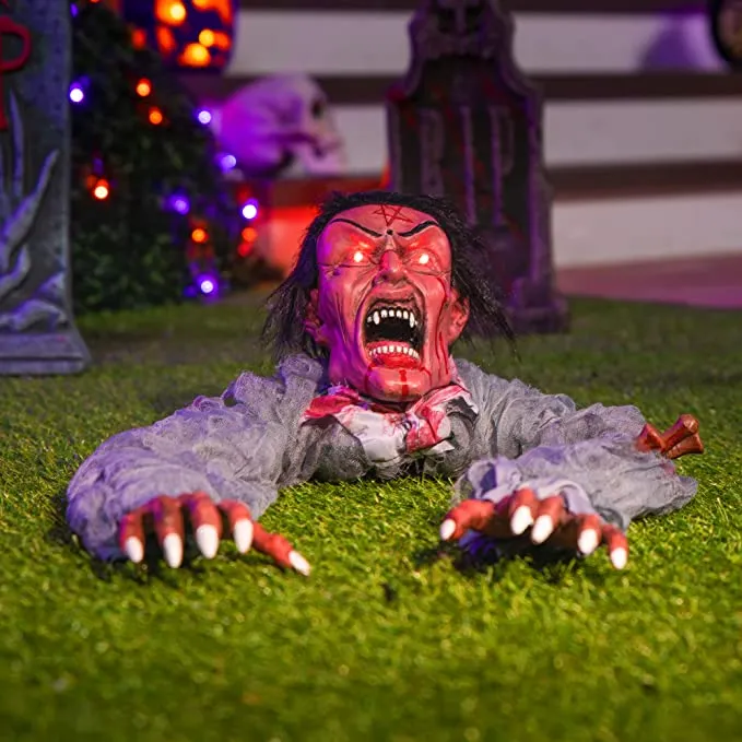 Joyin Animated Red Zombie Groundbreaker - Halloween Decorations