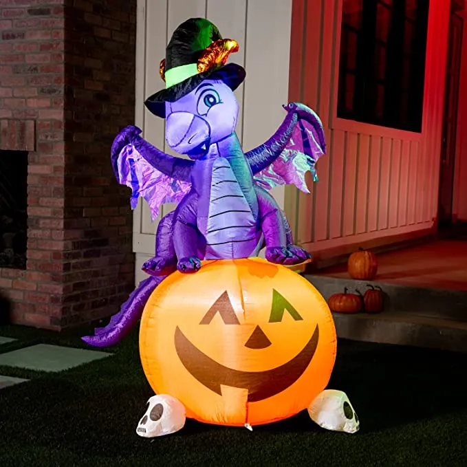 Joiedomi 5ft Tall Dragon on Pumpkin Inflatable - Halloween Decorations