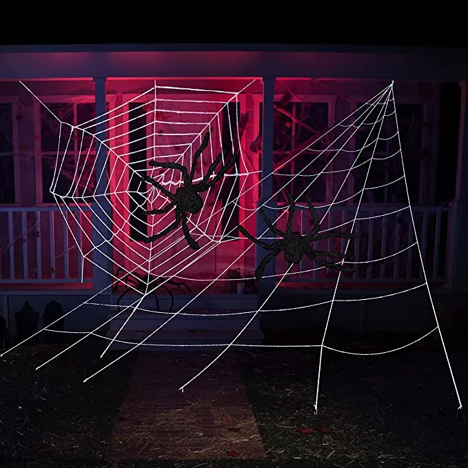 Joyin 4Pcs Triangle/Round Spider Webs and Spiders - Halloween Decorations