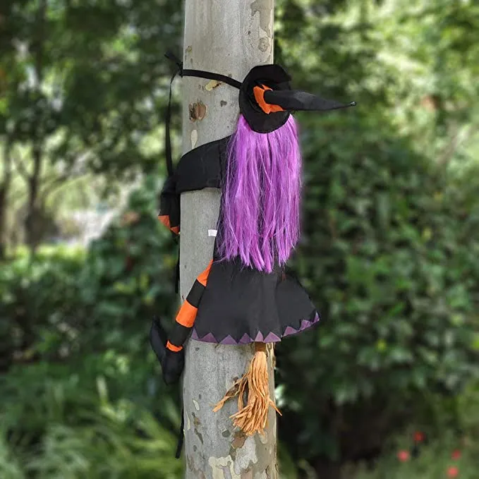 Joyin Witch Crashing Into Tree Halloween Decoration 40in - Halloween Decorations